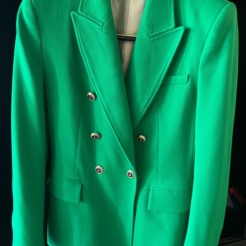 Zara Green Blazer with Classic Lapels